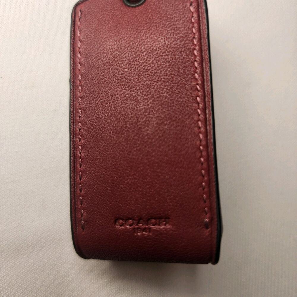 Coach 1941 Leather Clochette Hanging Tag Charm Dark Gunmetal Bordeaux - Picture 4 of 4